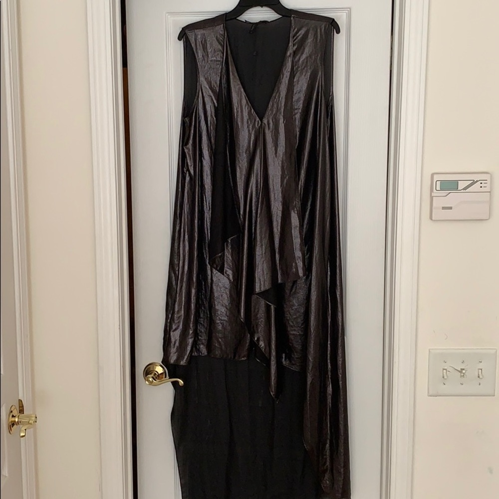 BCBG sleeveless v front asymmetrical dress